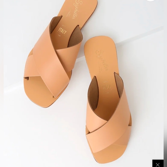 Seychelles Italian Made Slip On Leather Sandals In Tan - Picture 1 of 9